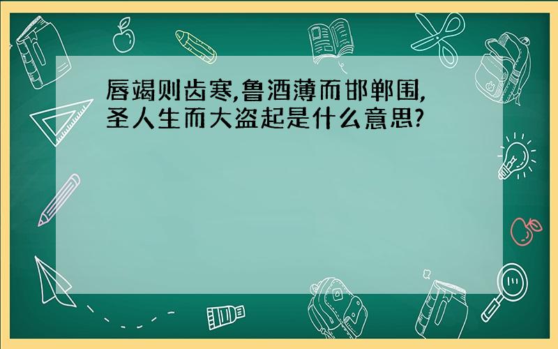 唇竭则齿寒,鲁酒薄而邯郸围,圣人生而大盗起是什么意思?