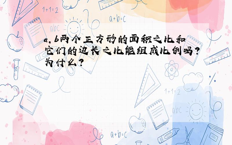 a,b两个正方形的面积之比和它们的边长之比能组成比例吗?为什么?