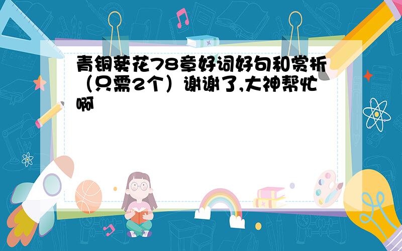 青铜葵花78章好词好句和赏析（只需2个）谢谢了,大神帮忙啊