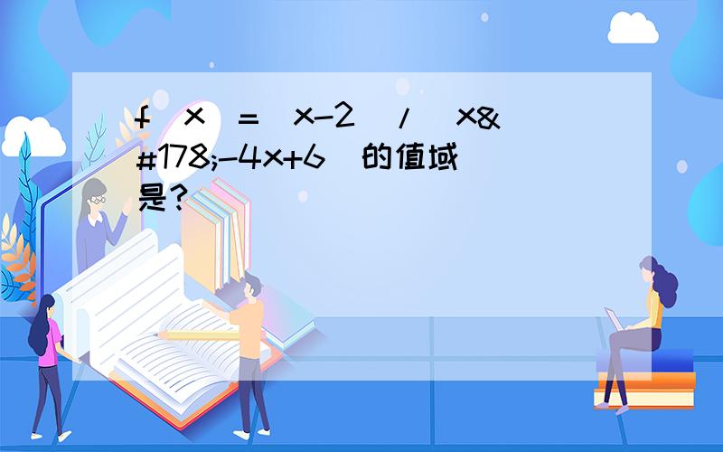 f(x)=(x-2)/(x²-4x+6)的值域是?