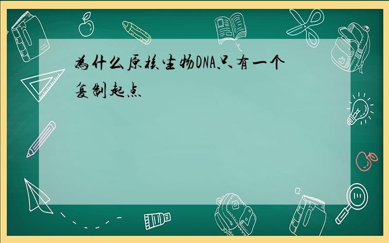 为什么原核生物DNA只有一个复制起点