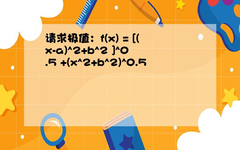 请求极值：f(x) = [(x-a)^2+b^2 ]^0.5 +(x^2+b^2)^0.5