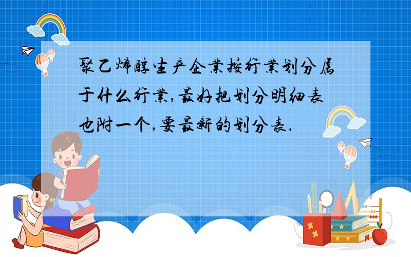 聚乙烯醇生产企业按行业划分属于什么行业,最好把划分明细表也附一个,要最新的划分表.