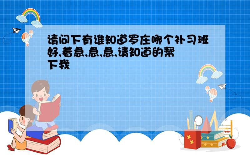 请问下有谁知道罗庄哪个补习班好,着急,急,急,请知道的帮下我