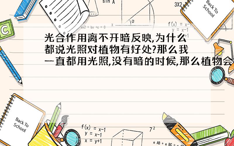 光合作用离不开暗反映,为什么都说光照对植物有好处?那么我一直都用光照,没有暗的时候,那么植物会死么?还是会生长的更好?为