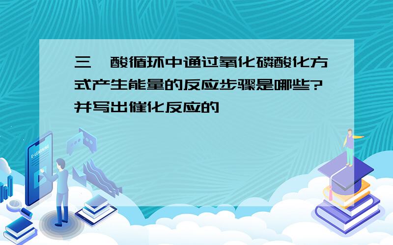 三羧酸循环中通过氧化磷酸化方式产生能量的反应步骤是哪些?并写出催化反应的酶