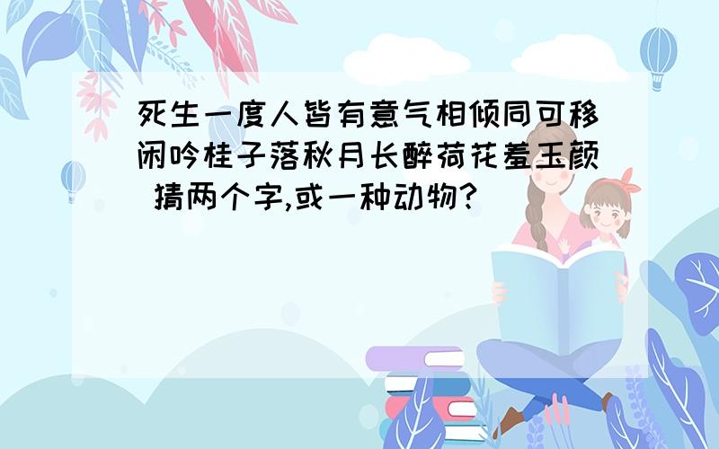 死生一度人皆有意气相倾同可移闲吟桂子落秋月长醉荷花羞玉颜 猜两个字,或一种动物?