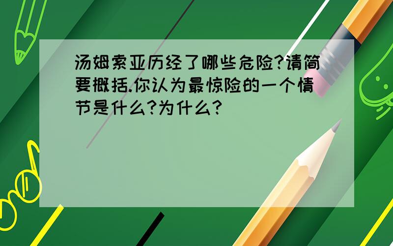 汤姆索亚历经了哪些危险?请简要概括.你认为最惊险的一个情节是什么?为什么?