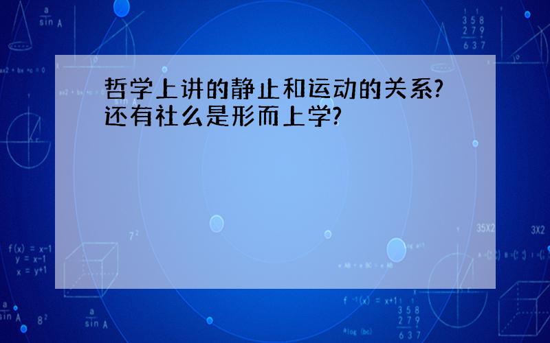 哲学上讲的静止和运动的关系?还有社么是形而上学?