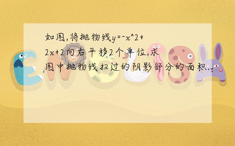 如图,将抛物线y=-x^2+2x+2向右平移2个单位,求图中抛物线扫过的阴影部分的面积.