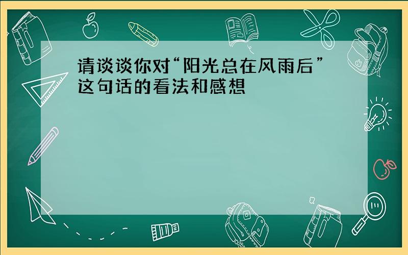 请谈谈你对“阳光总在风雨后”这句话的看法和感想