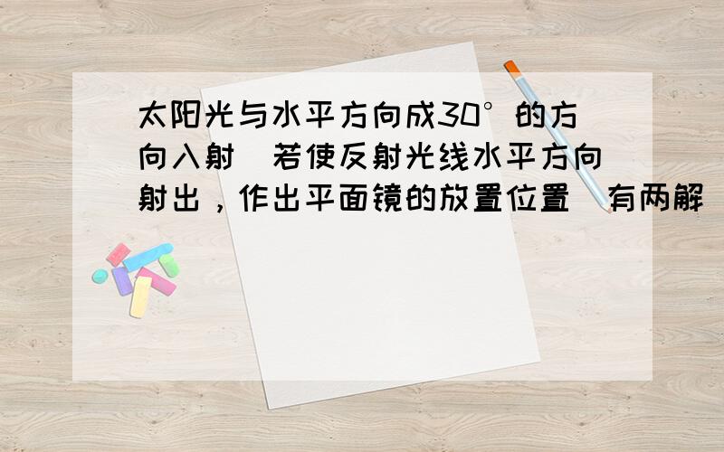 太阳光与水平方向成30°的方向入射．若使反射光线水平方向射出，作出平面镜的放置位置（有两解）．