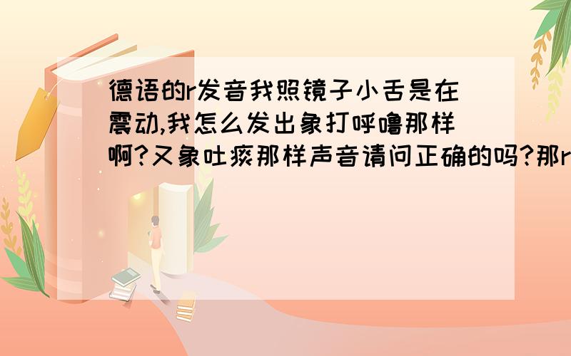 德语的r发音我照镜子小舌是在震动,我怎么发出象打呼噜那样啊?又象吐痰那样声音请问正确的吗?那r到底怎么读?写下拼音?还有