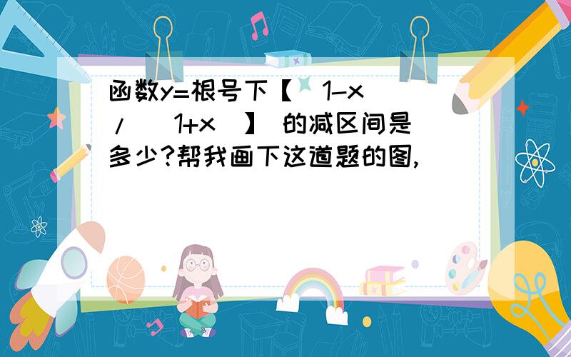 函数y=根号下【（1-x ）/（ 1+x）】 的减区间是多少?帮我画下这道题的图,