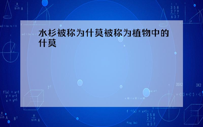 水杉被称为什莫被称为植物中的什莫