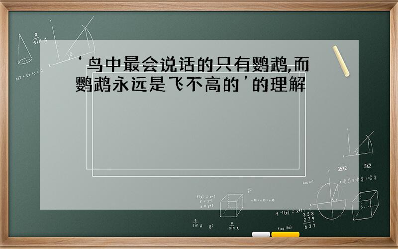 ‘鸟中最会说话的只有鹦鹉,而鹦鹉永远是飞不高的’的理解