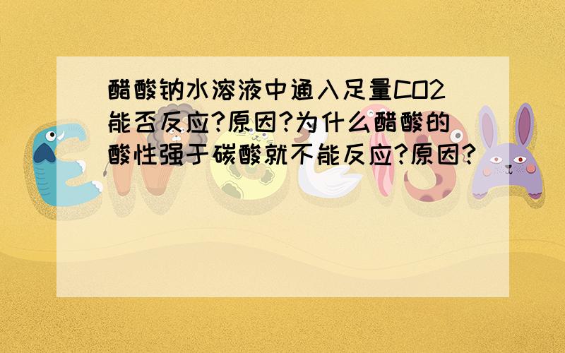 醋酸钠水溶液中通入足量CO2能否反应?原因?为什么醋酸的酸性强于碳酸就不能反应?原因?