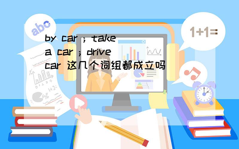 by car ; take a car ; drive car 这几个词组都成立吗