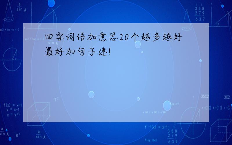 四字词语加意思20个越多越好最好加句子速!