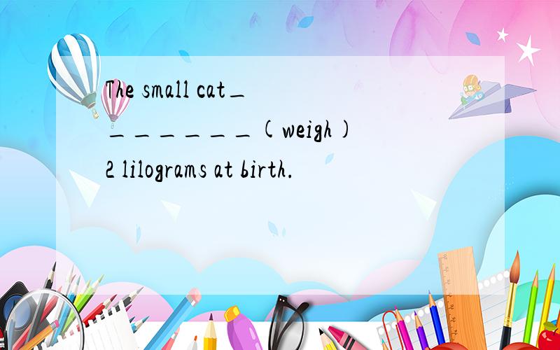 The small cat_______(weigh) 2 lilograms at birth.