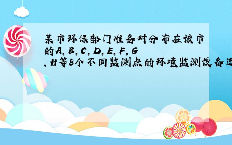 某市环保部门准备对分布在该市的A，B，C，D，E，F，G，H等8个不同监测点的环境监测设备进行监测维护.要求在一周内的星