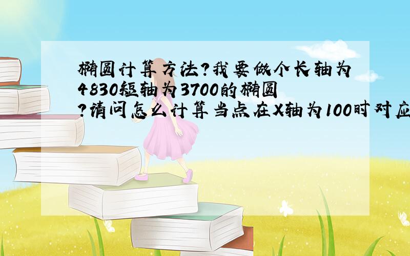 椭圆计算方法?我要做个长轴为4830短轴为3700的椭圆?请问怎么计算当点在X轴为100时对应Y轴为多少?计算公式是多少