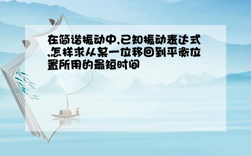 在简谐振动中,已知振动表达式,怎样求从某一位移回到平衡位置所用的最短时间