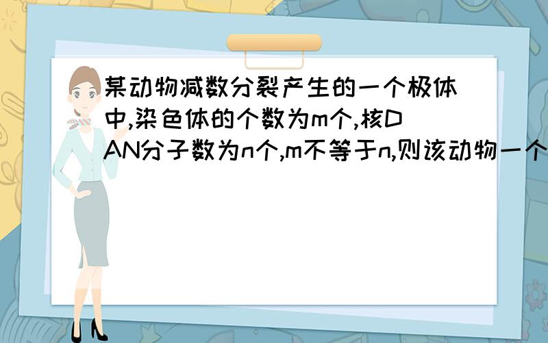 某动物减数分裂产生的一个极体中,染色体的个数为m个,核DAN分子数为n个,m不等于n,则该动物一个初级卵母细胞核中的染色