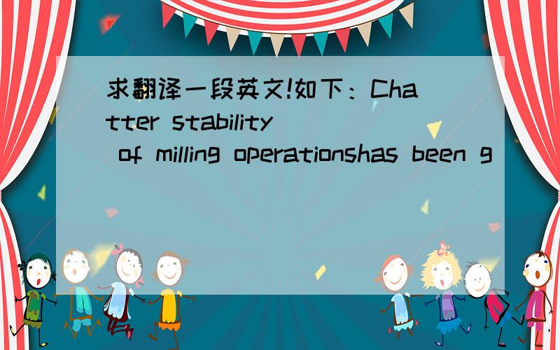 求翻译一段英文!如下：Chatter stability of milling operationshas been g