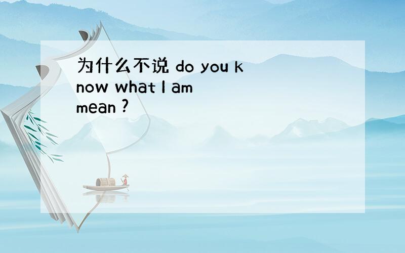 为什么不说 do you know what I am mean ?