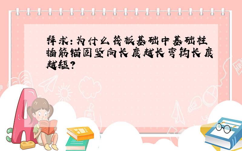 拜求：为什么筏板基础中基础柱插筋锚固竖向长度越长弯钩长度越短?