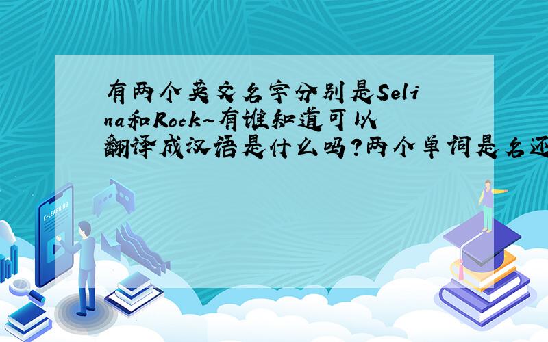 有两个英文名字分别是Selina和Rock~有谁知道可以翻译成汉语是什么吗?两个单词是名还是姓?