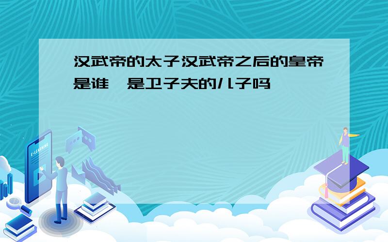 汉武帝的太子汉武帝之后的皇帝是谁,是卫子夫的儿子吗