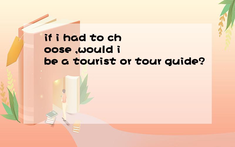 if i had to choose ,would i be a tourist or tour guide?