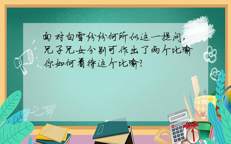 面对白雪纷纷何所似这一提问,兄子兄女分别可作出了两个比喻你如何看待这个比喻?