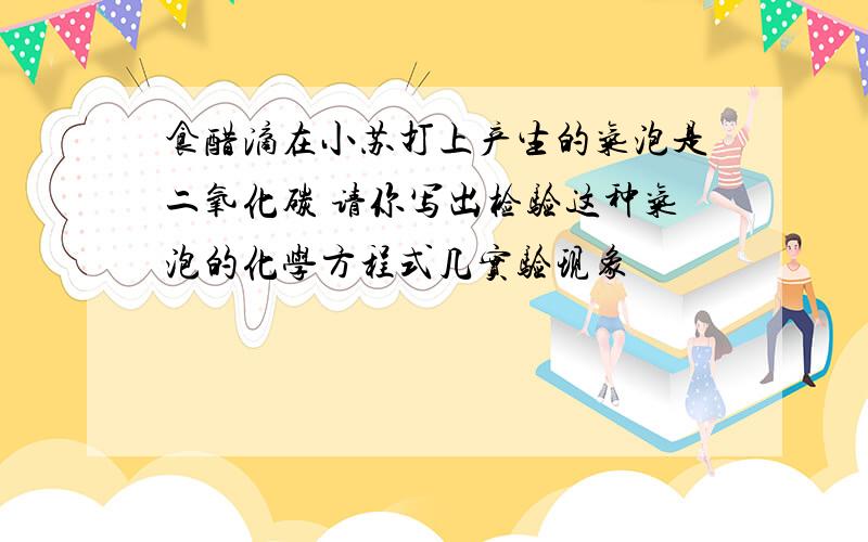 食醋滴在小苏打上产生的气泡是二氧化碳 请你写出检验这种气泡的化学方程式几实验现象