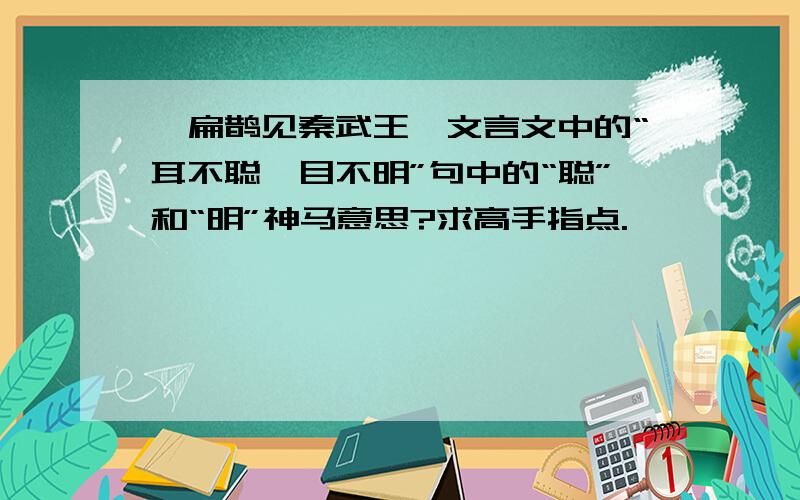 《扁鹊见秦武王》文言文中的“耳不聪,目不明”句中的“聪”和“明”神马意思?求高手指点.