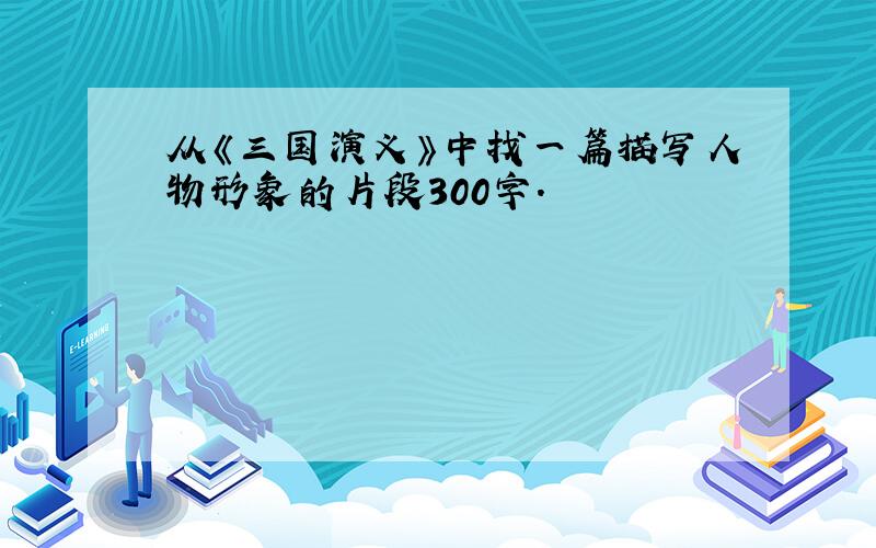 从《三国演义》中找一篇描写人物形象的片段300字.