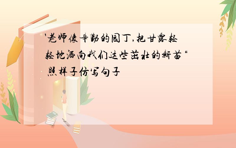 '老师像辛勤的园丁,把甘露轻轻地洒向我们这些茁壮的新苗“ 照样子仿写句子