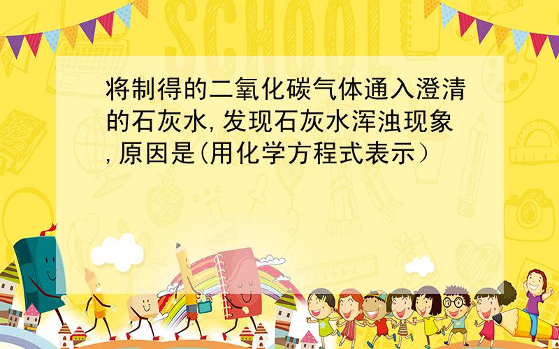 将制得的二氧化碳气体通入澄清的石灰水,发现石灰水浑浊现象,原因是(用化学方程式表示）