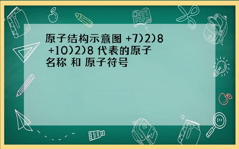 原子结构示意图 +7)2)8 +10)2)8 代表的原子名称 和 原子符号