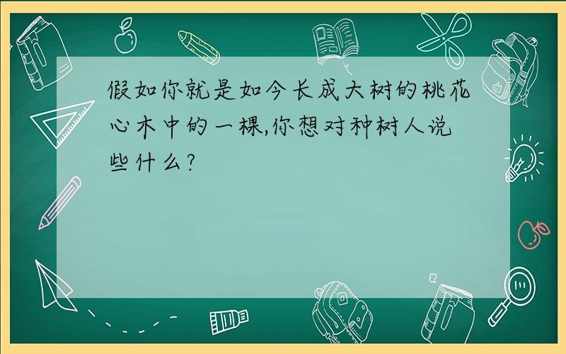 假如你就是如今长成大树的桃花心木中的一棵,你想对种树人说些什么?