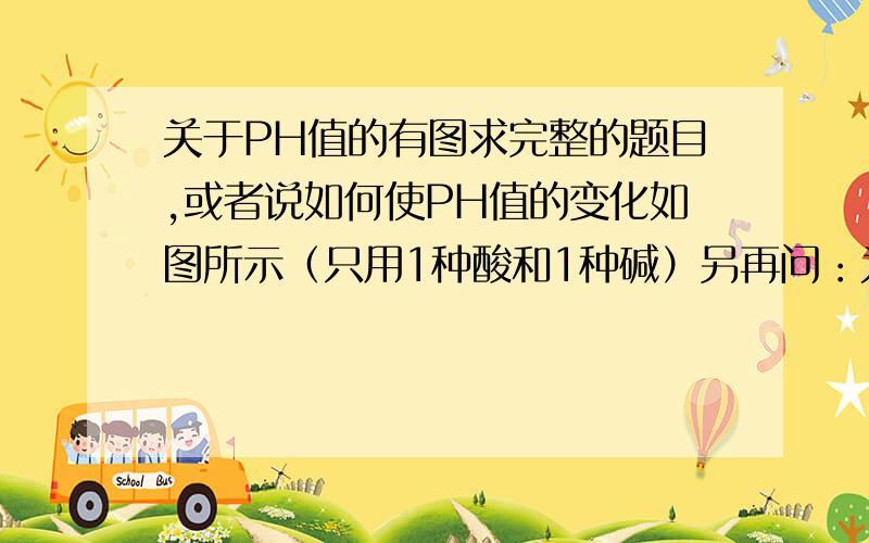 关于PH值的有图求完整的题目,或者说如何使PH值的变化如图所示（只用1种酸和1种碱）另再问：为什么中间有一段停留在PH=