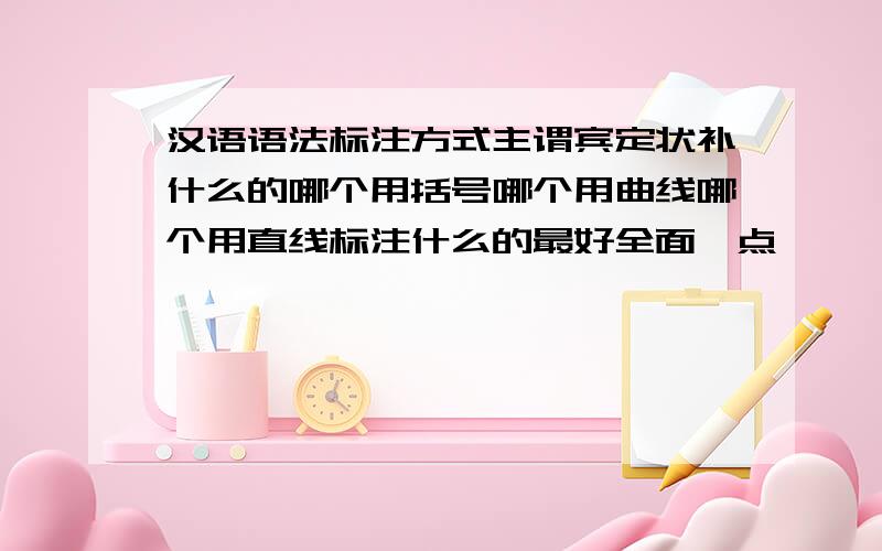 汉语语法标注方式主谓宾定状补什么的哪个用括号哪个用曲线哪个用直线标注什么的最好全面一点