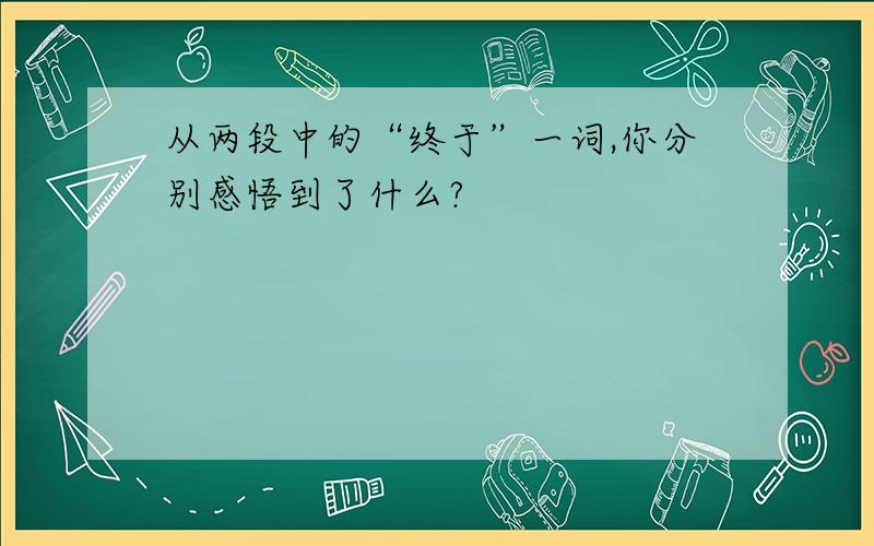 从两段中的“终于”一词,你分别感悟到了什么?