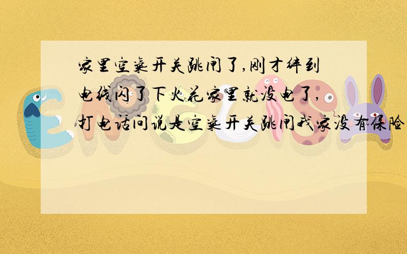 家里空气开关跳闸了,刚才绊到电线闪了下火花家里就没电了,打电话问说是空气开关跳闸我家没有保险丝.但是开关都在on上,来回