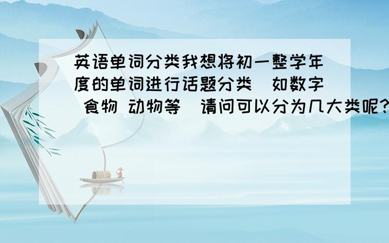 英语单词分类我想将初一整学年度的单词进行话题分类(如数字 食物 动物等)请问可以分为几大类呢?不要太细,不出10大类就行