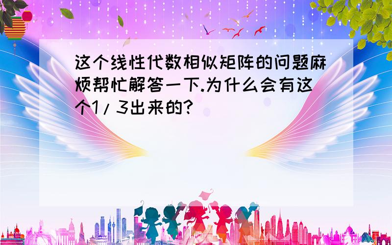 这个线性代数相似矩阵的问题麻烦帮忙解答一下.为什么会有这个1/3出来的?