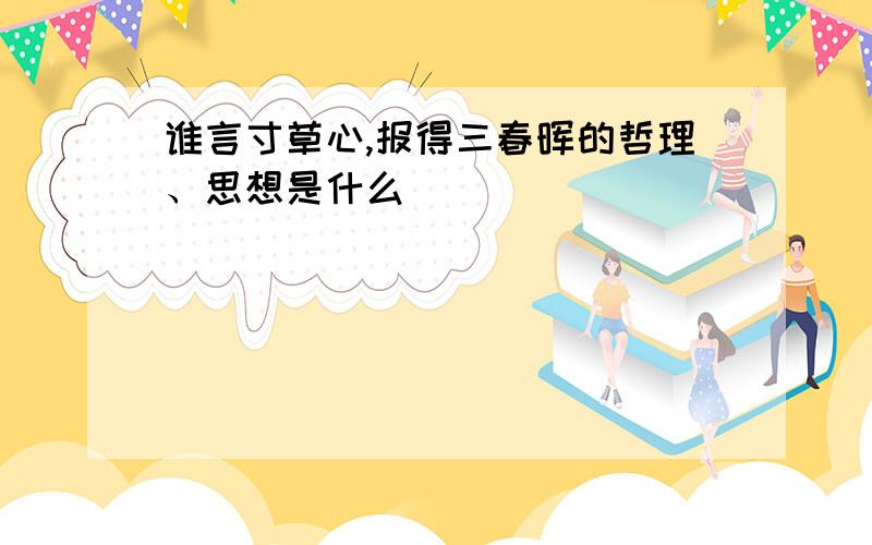 谁言寸草心,报得三春晖的哲理、思想是什么