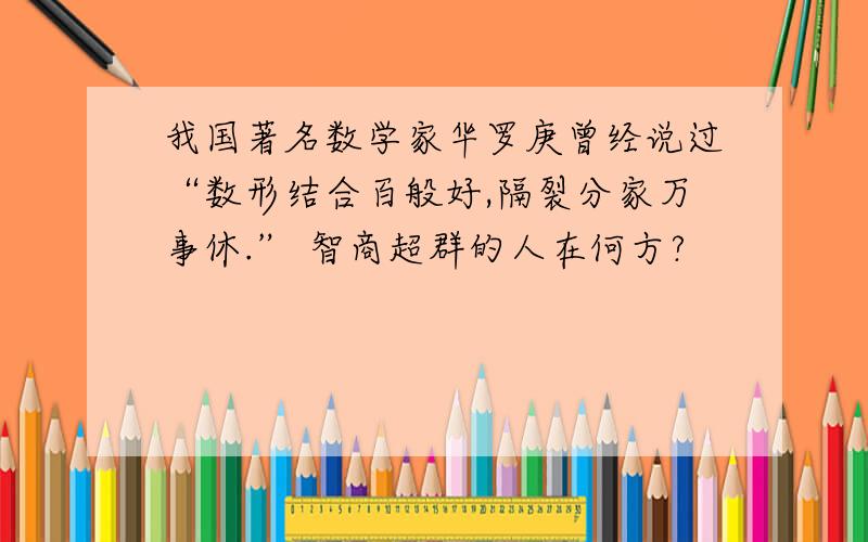 我国著名数学家华罗庚曾经说过“数形结合百般好,隔裂分家万事休.” 智商超群的人在何方?